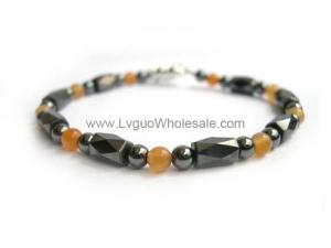 Magnet Clasp - 18cm Hematite Stone Beaded Bracelet